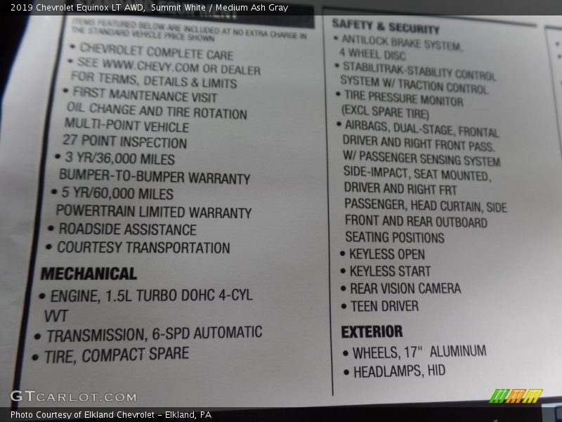 Summit White / Medium Ash Gray 2019 Chevrolet Equinox LT AWD
