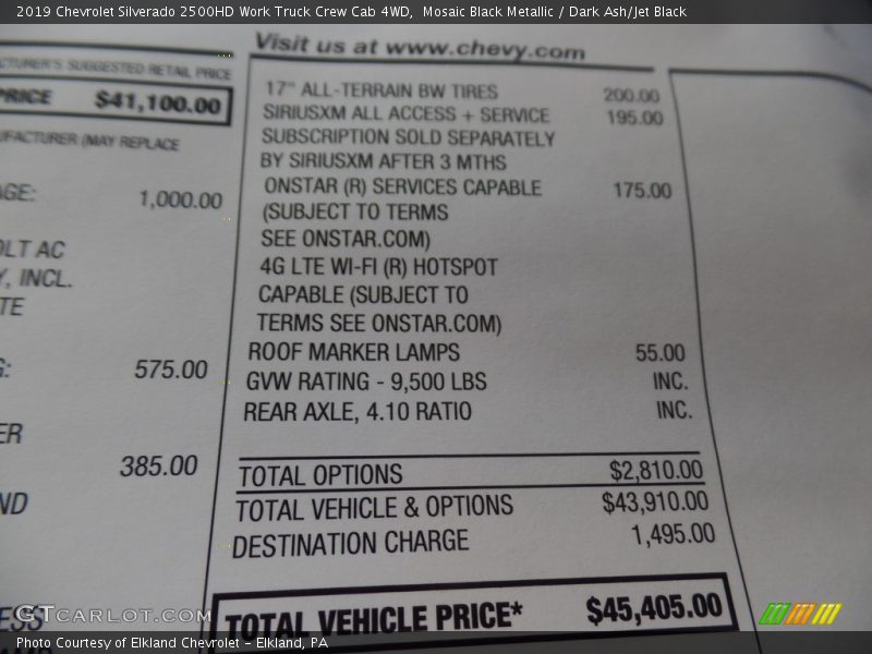 Mosaic Black Metallic / Dark Ash/Jet Black 2019 Chevrolet Silverado 2500HD Work Truck Crew Cab 4WD