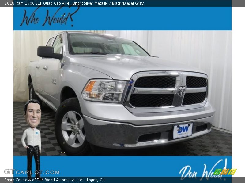 Bright Silver Metallic / Black/Diesel Gray 2018 Ram 1500 SLT Quad Cab 4x4