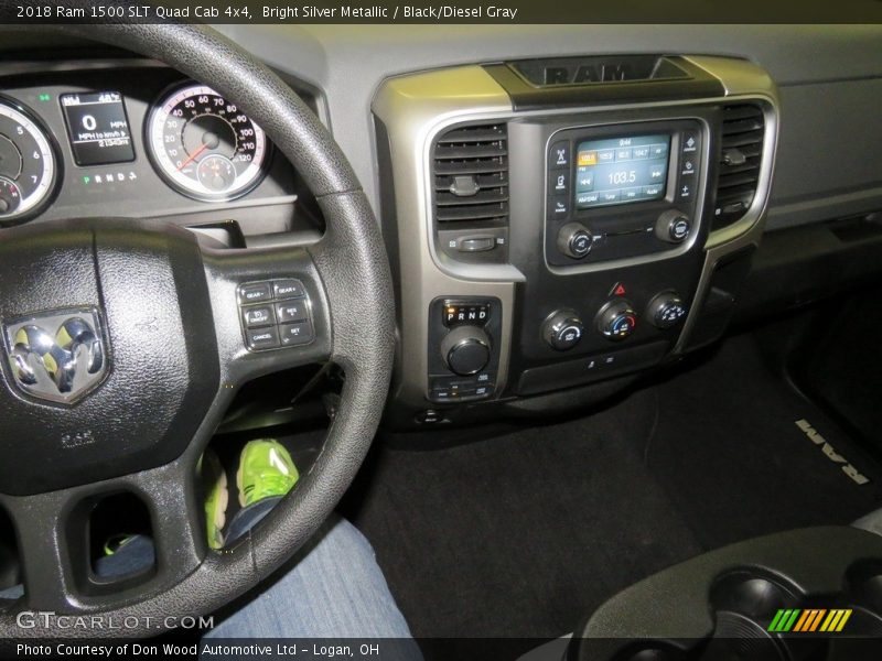 Bright Silver Metallic / Black/Diesel Gray 2018 Ram 1500 SLT Quad Cab 4x4
