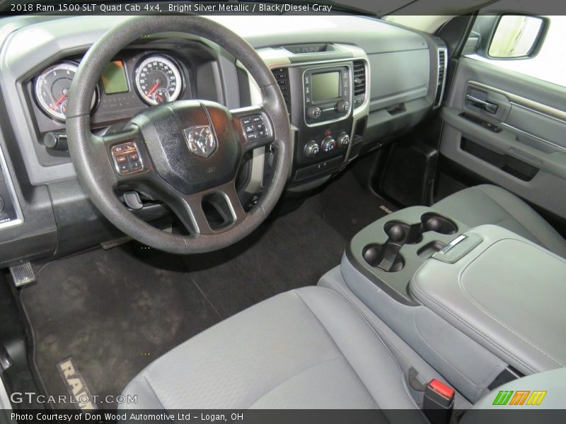 Bright Silver Metallic / Black/Diesel Gray 2018 Ram 1500 SLT Quad Cab 4x4