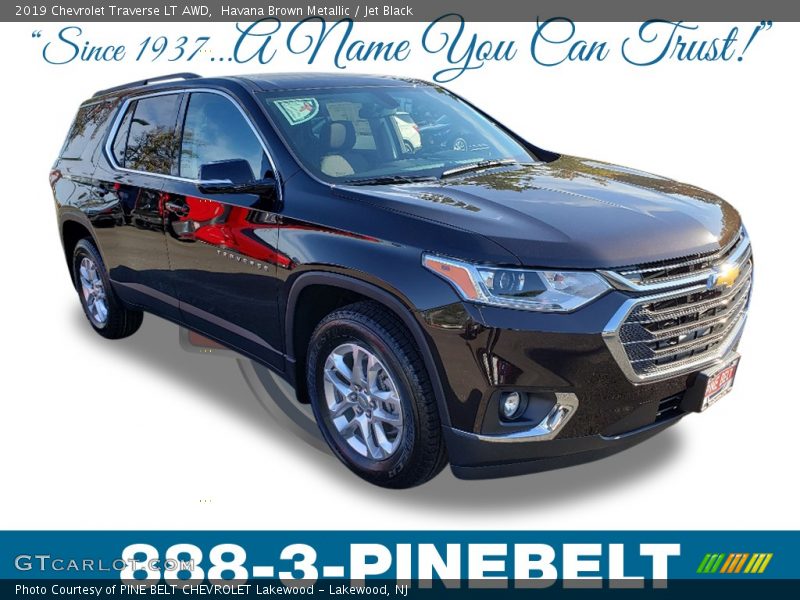 Havana Brown Metallic / Jet Black 2019 Chevrolet Traverse LT AWD
