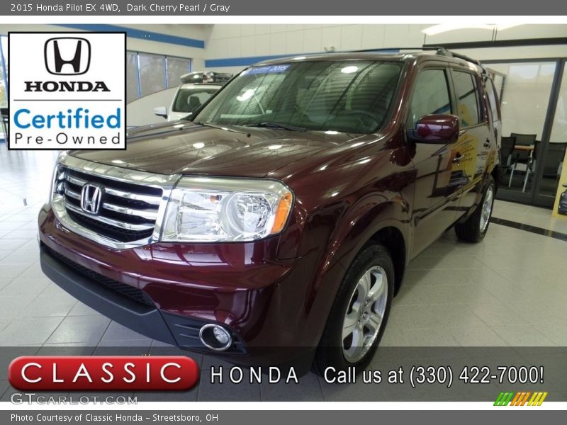 Dark Cherry Pearl / Gray 2015 Honda Pilot EX 4WD
