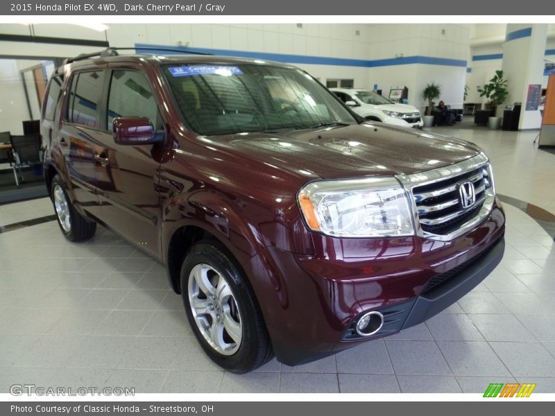Dark Cherry Pearl / Gray 2015 Honda Pilot EX 4WD