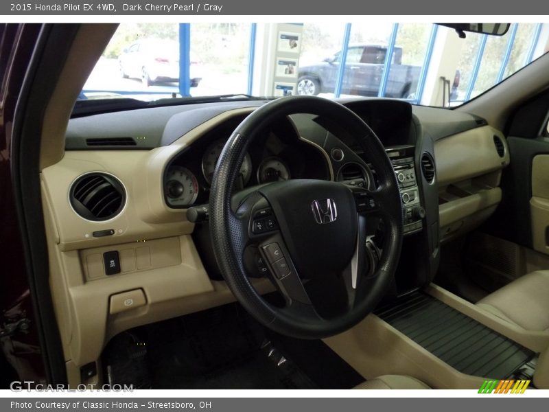 Dark Cherry Pearl / Gray 2015 Honda Pilot EX 4WD