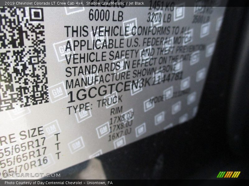 Shadow Gray Metallic / Jet Black 2019 Chevrolet Colorado LT Crew Cab 4x4