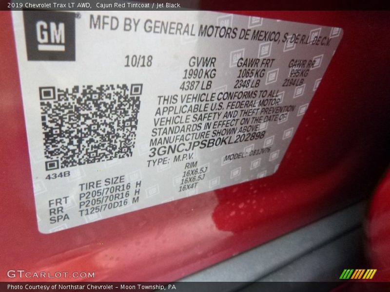 Cajun Red Tintcoat / Jet Black 2019 Chevrolet Trax LT AWD