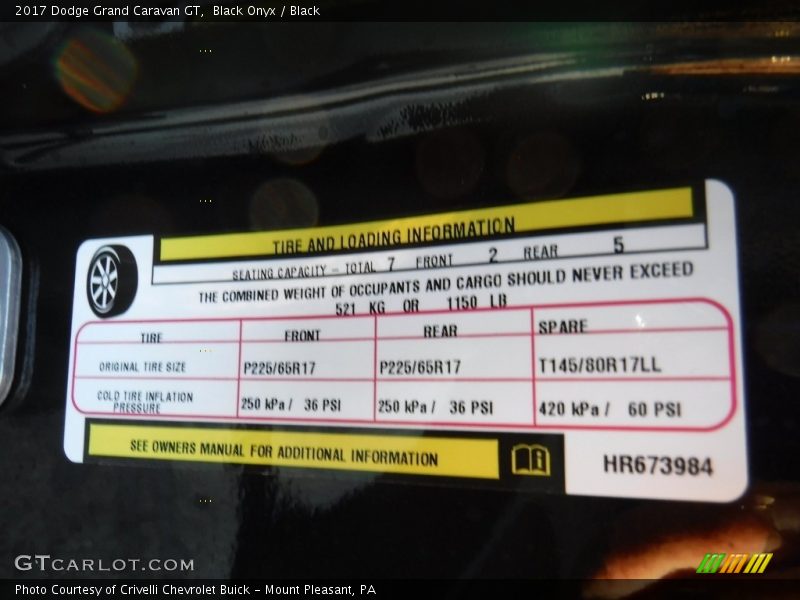 Black Onyx / Black 2017 Dodge Grand Caravan GT