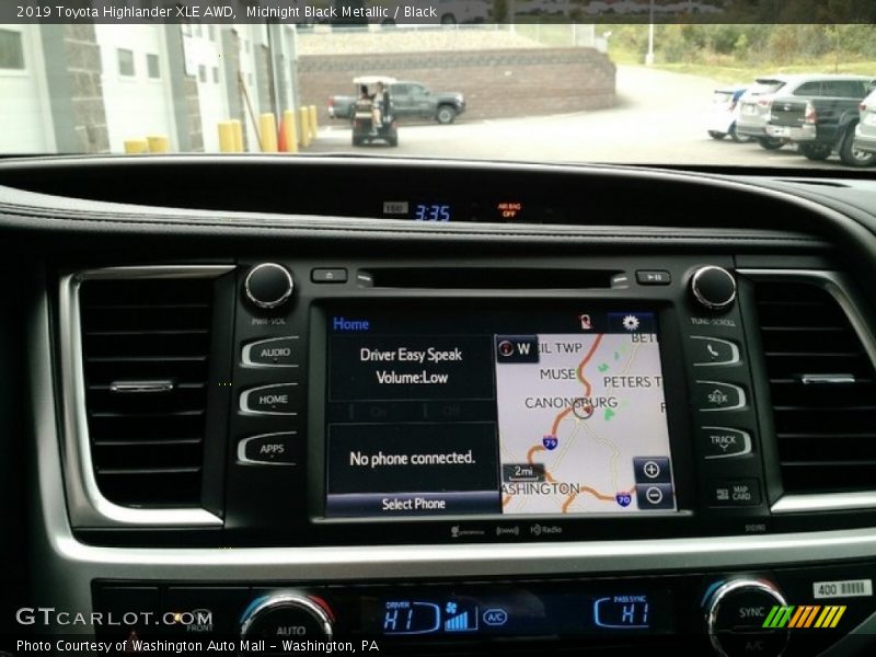 Navigation of 2019 Highlander XLE AWD