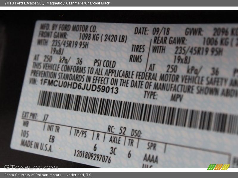 Magnetic / Cashmere/Charcoal Black 2018 Ford Escape SEL