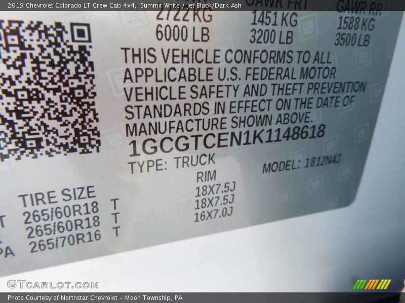 Summit White / Jet Black/Dark Ash 2019 Chevrolet Colorado LT Crew Cab 4x4