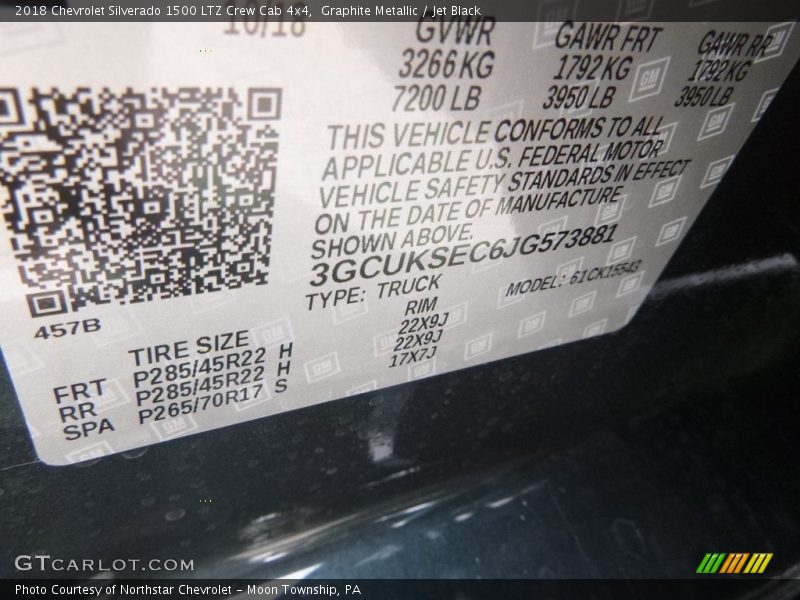 Graphite Metallic / Jet Black 2018 Chevrolet Silverado 1500 LTZ Crew Cab 4x4