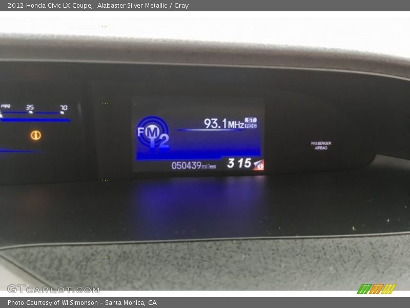 Alabaster Silver Metallic / Gray 2012 Honda Civic LX Coupe