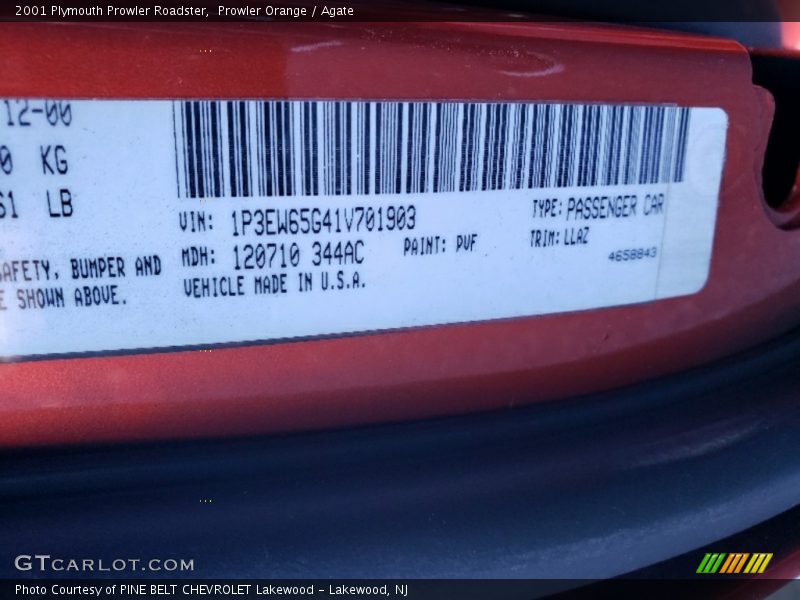 2001 Prowler Roadster Prowler Orange Color Code PVF