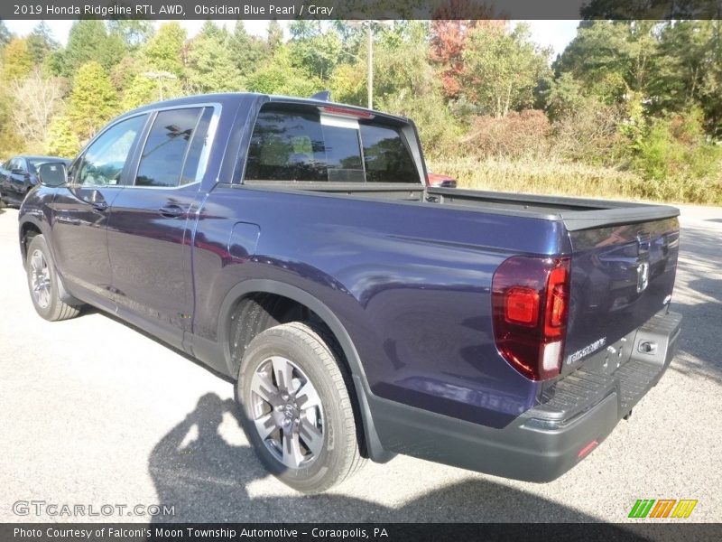 Obsidian Blue Pearl / Gray 2019 Honda Ridgeline RTL AWD