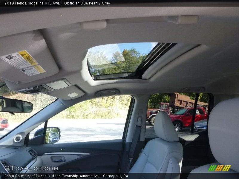 Obsidian Blue Pearl / Gray 2019 Honda Ridgeline RTL AWD