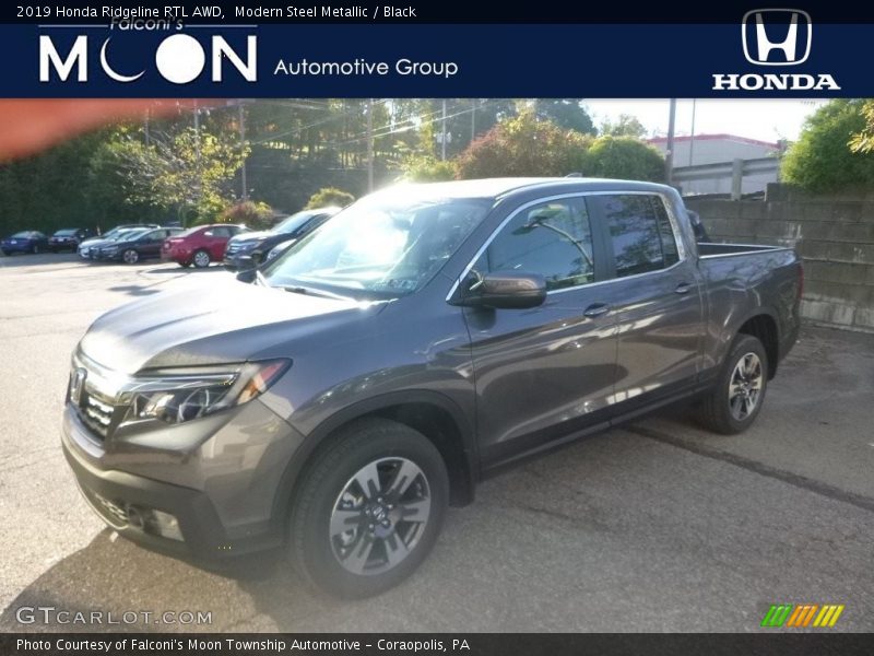 Modern Steel Metallic / Black 2019 Honda Ridgeline RTL AWD