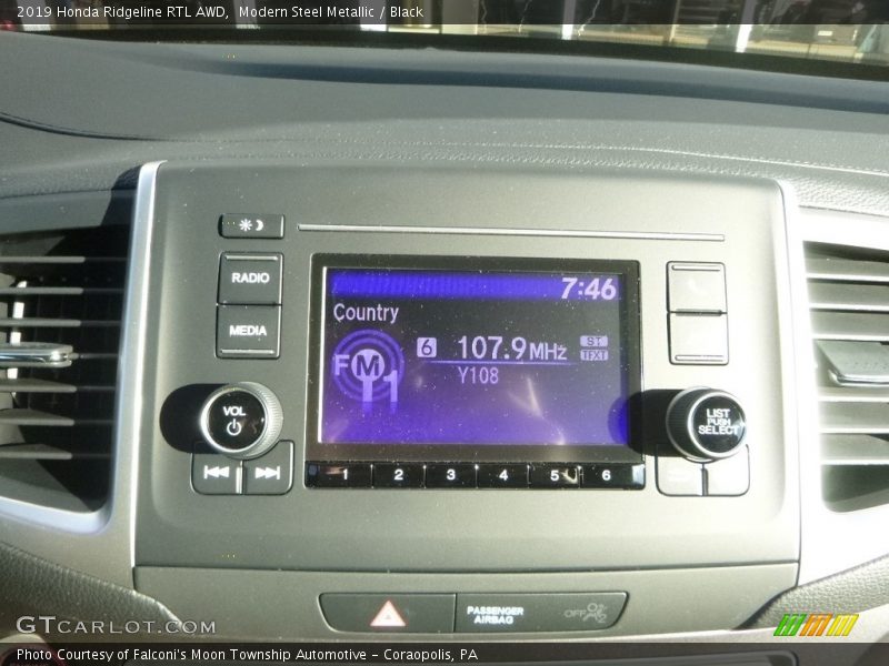 Modern Steel Metallic / Black 2019 Honda Ridgeline RTL AWD