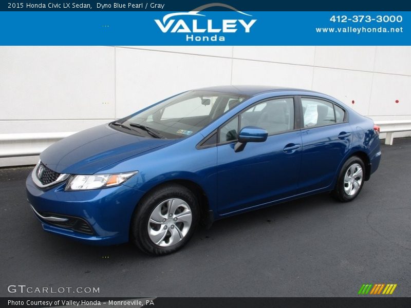 Dyno Blue Pearl / Gray 2015 Honda Civic LX Sedan