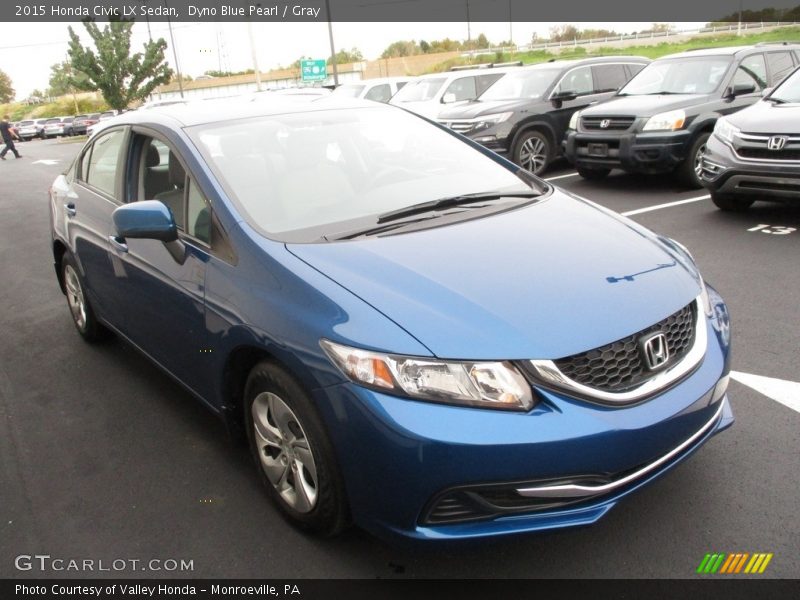 Dyno Blue Pearl / Gray 2015 Honda Civic LX Sedan