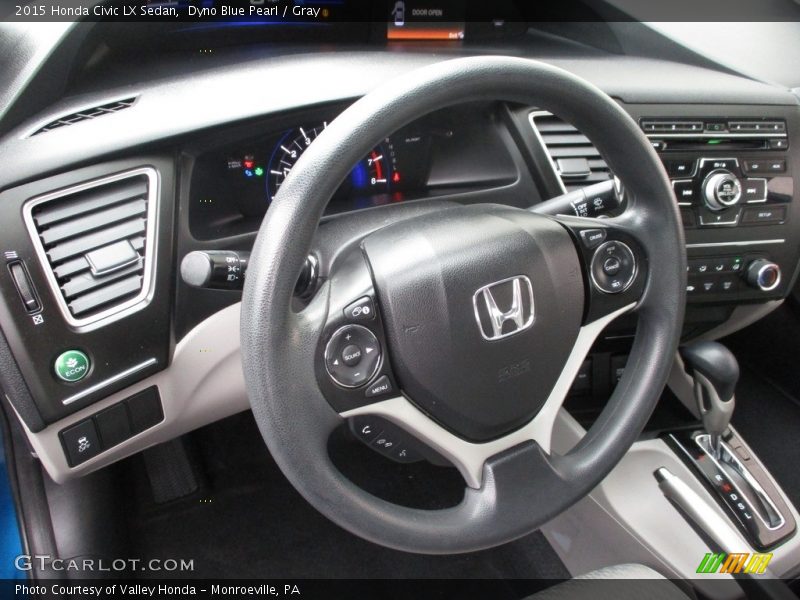 Dyno Blue Pearl / Gray 2015 Honda Civic LX Sedan