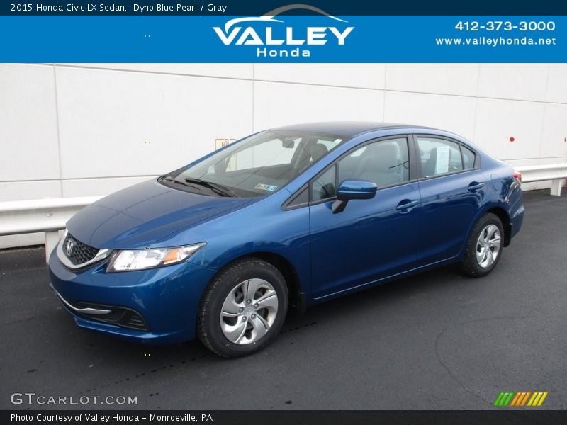 Dyno Blue Pearl / Gray 2015 Honda Civic LX Sedan