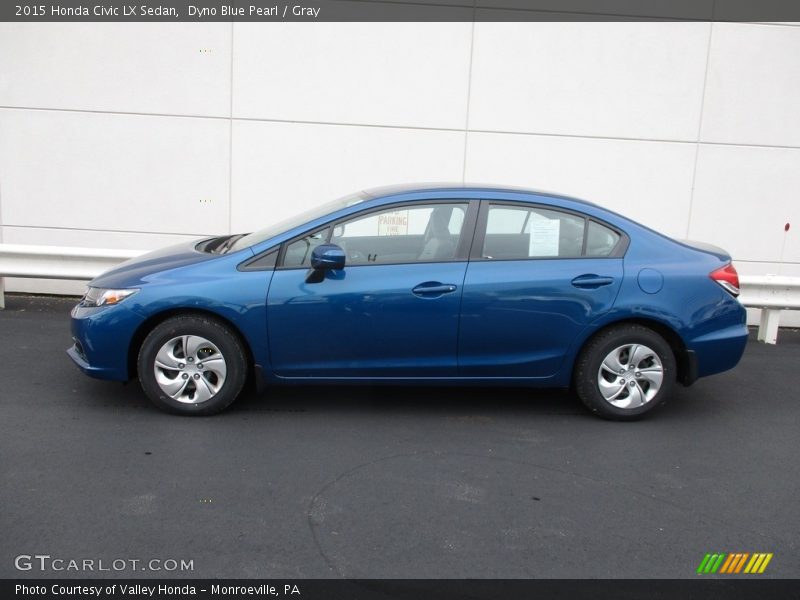 Dyno Blue Pearl / Gray 2015 Honda Civic LX Sedan