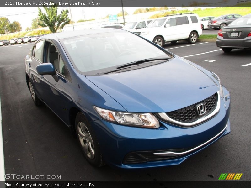 Dyno Blue Pearl / Gray 2015 Honda Civic LX Sedan