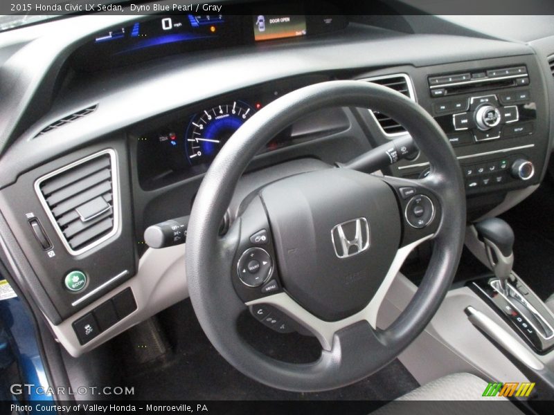 Dyno Blue Pearl / Gray 2015 Honda Civic LX Sedan