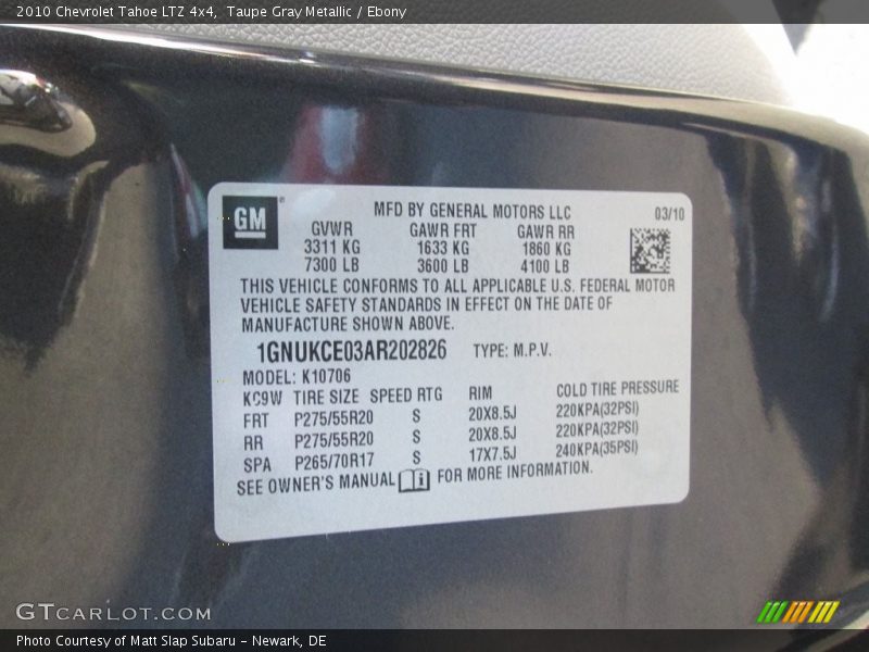Taupe Gray Metallic / Ebony 2010 Chevrolet Tahoe LTZ 4x4