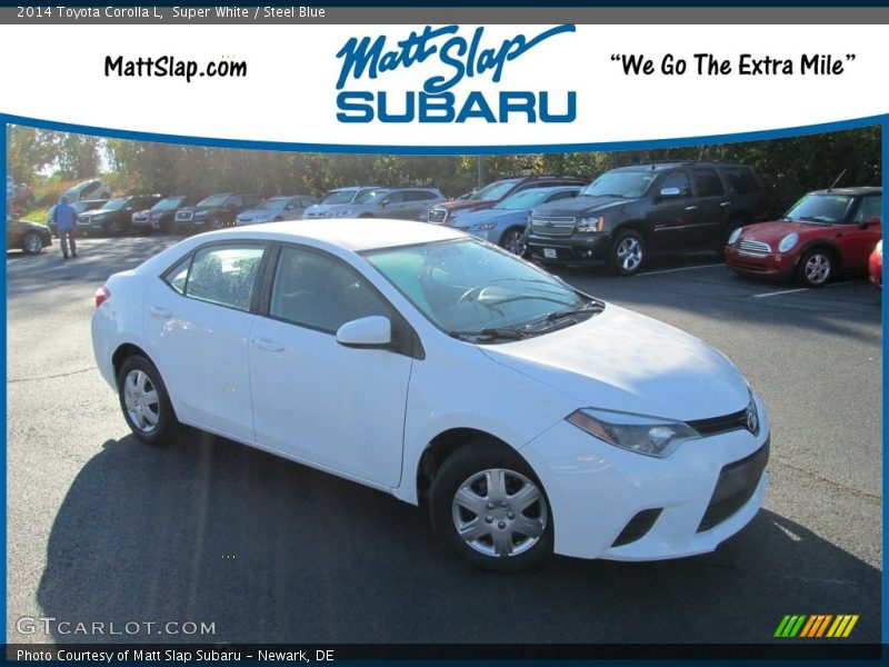 Super White / Steel Blue 2014 Toyota Corolla L