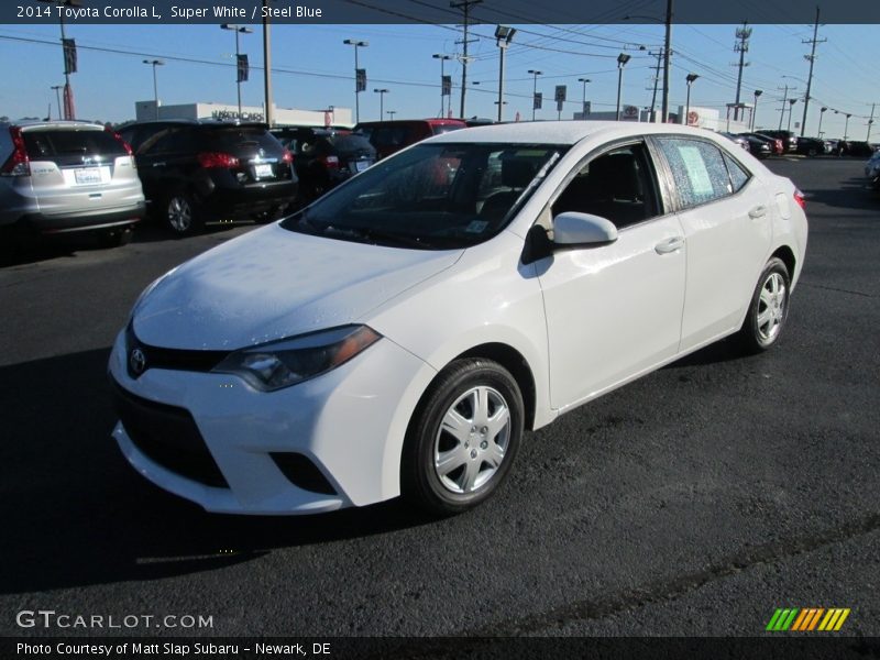 Super White / Steel Blue 2014 Toyota Corolla L