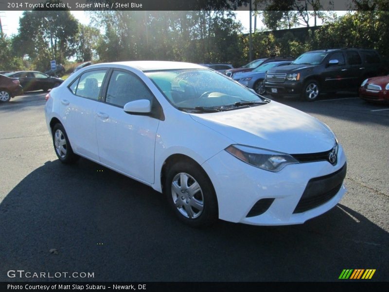 Super White / Steel Blue 2014 Toyota Corolla L