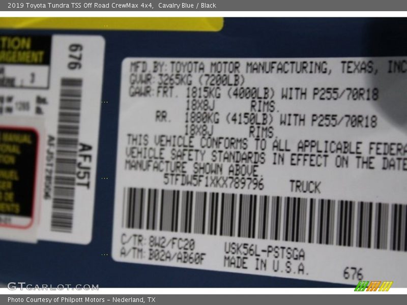 Cavalry Blue / Black 2019 Toyota Tundra TSS Off Road CrewMax 4x4