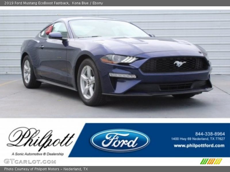 Kona Blue / Ebony 2019 Ford Mustang EcoBoost Fastback
