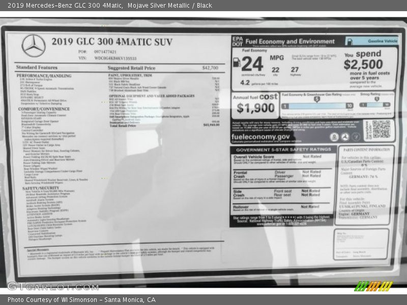 Mojave Silver Metallic / Black 2019 Mercedes-Benz GLC 300 4Matic