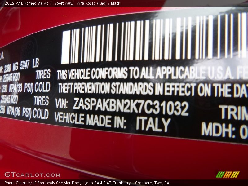 Alfa Rosso (Red) / Black 2019 Alfa Romeo Stelvio Ti Sport AWD
