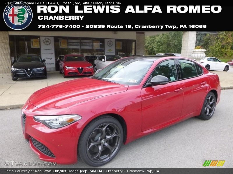 Rosso (Red) Alfa / Black/Dark Gray 2018 Alfa Romeo Giulia Ti AWD