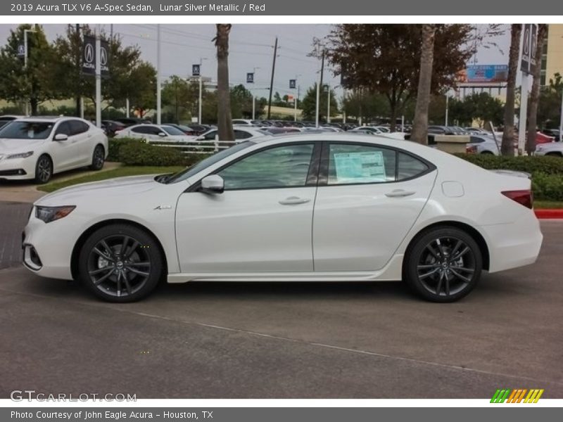 Lunar Silver Metallic / Red 2019 Acura TLX V6 A-Spec Sedan