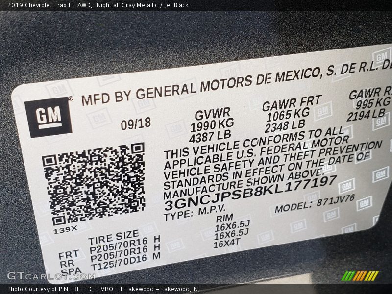 Nightfall Gray Metallic / Jet Black 2019 Chevrolet Trax LT AWD