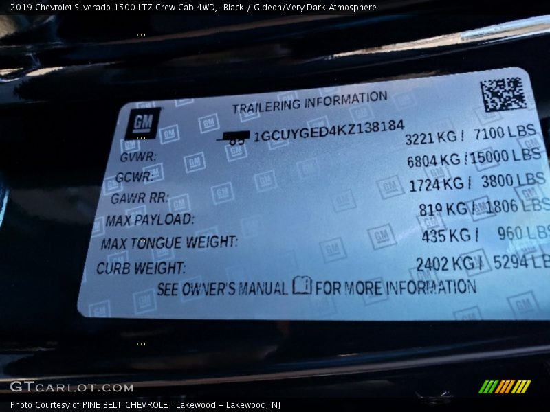 Black / Gideon/Very Dark Atmosphere 2019 Chevrolet Silverado 1500 LTZ Crew Cab 4WD