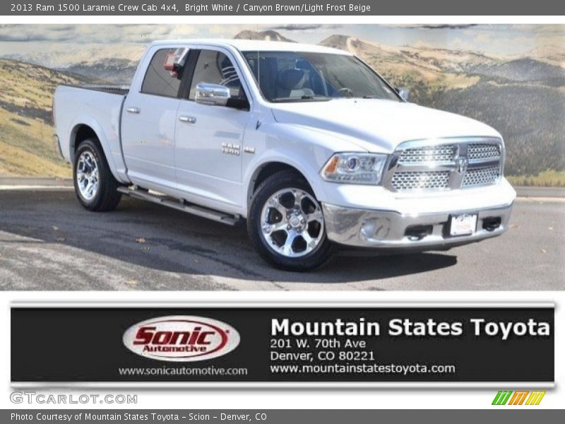 Bright White / Canyon Brown/Light Frost Beige 2013 Ram 1500 Laramie Crew Cab 4x4