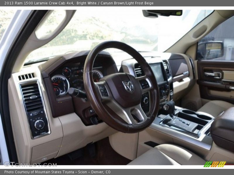 Bright White / Canyon Brown/Light Frost Beige 2013 Ram 1500 Laramie Crew Cab 4x4