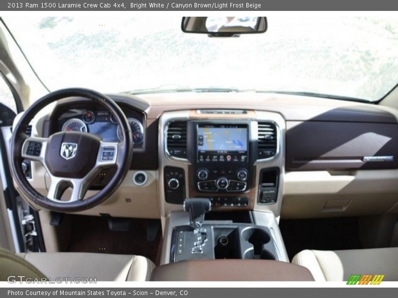 Bright White / Canyon Brown/Light Frost Beige 2013 Ram 1500 Laramie Crew Cab 4x4