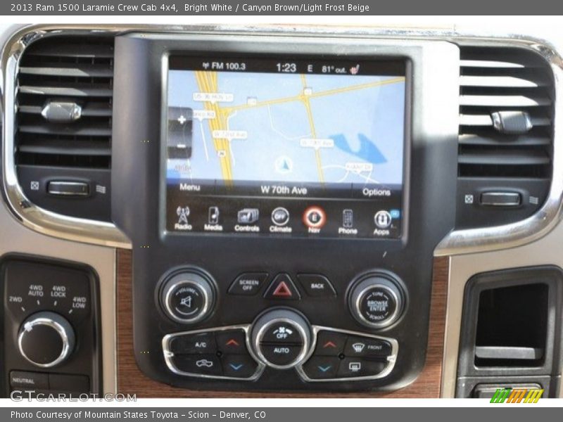 Bright White / Canyon Brown/Light Frost Beige 2013 Ram 1500 Laramie Crew Cab 4x4