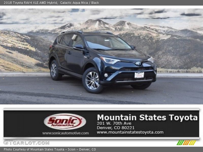 Galactic Aqua Mica / Black 2018 Toyota RAV4 XLE AWD Hybrid