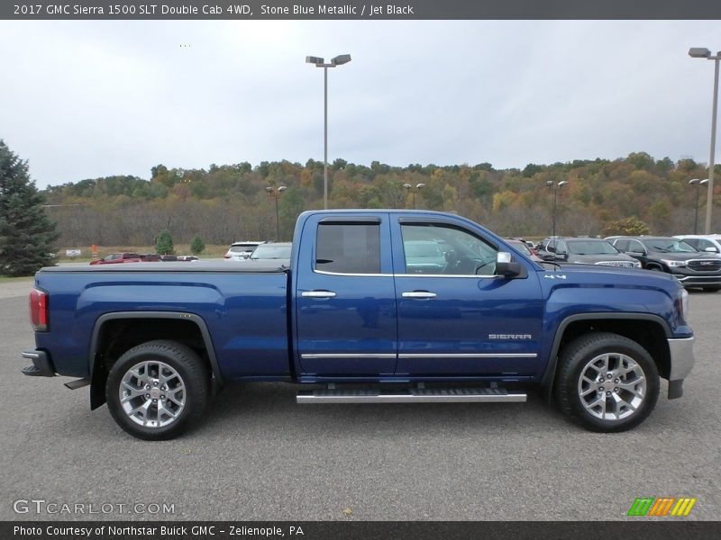 Stone Blue Metallic / Jet Black 2017 GMC Sierra 1500 SLT Double Cab 4WD