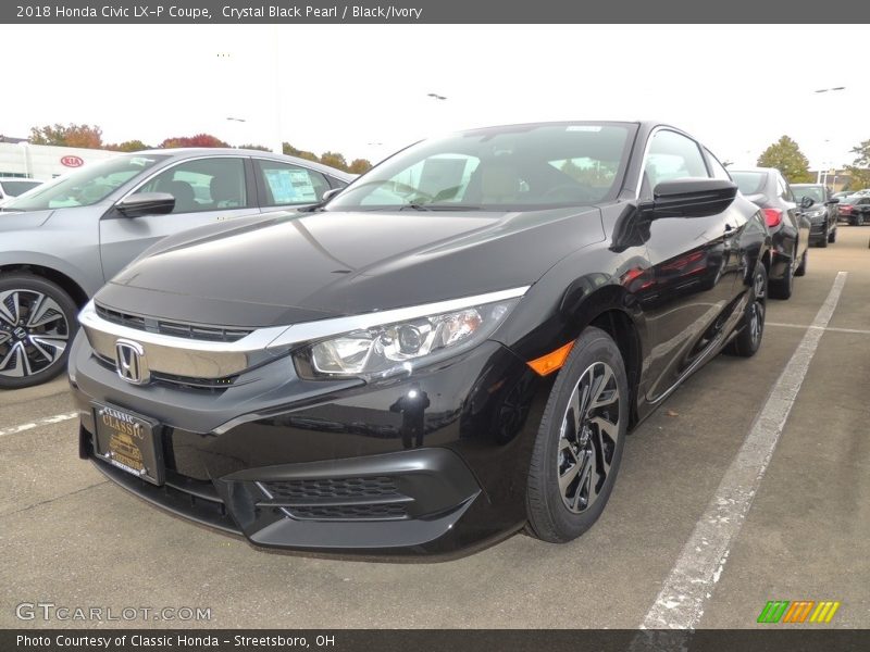 Crystal Black Pearl / Black/Ivory 2018 Honda Civic LX-P Coupe