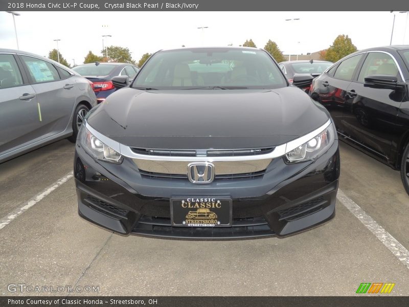 Crystal Black Pearl / Black/Ivory 2018 Honda Civic LX-P Coupe