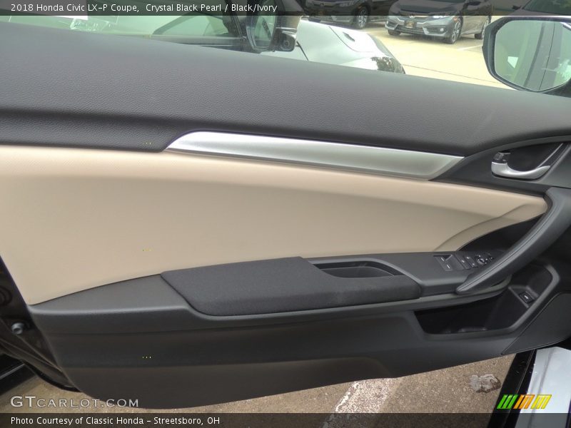 Crystal Black Pearl / Black/Ivory 2018 Honda Civic LX-P Coupe